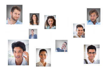 Digital png illustration of network of diverse people on transparent background
