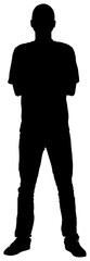 Digital png illustration of black silhouette of man on transparent background