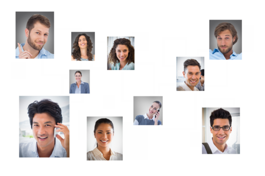 Digital png illustration of network of diverse people on transparent background
