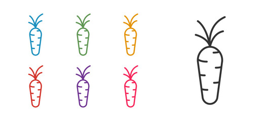 Set line Carrot icon isolated on white background. Set icons colorful. Vector