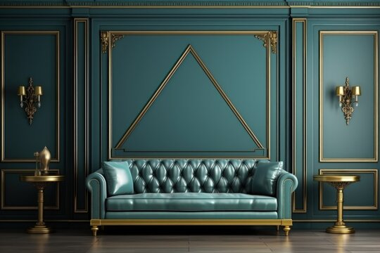 3d rendering luxury wingle sofa with classic door. Generative Ai.