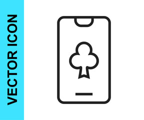 Black line Online poker table game icon isolated on white background. Online casino. Vector