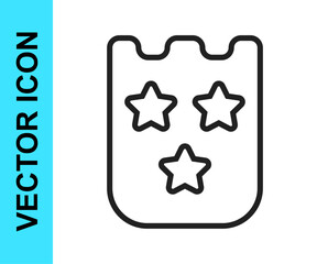 Black line Lottery ticket icon isolated on white background. Bingo, lotto, cash prizes. Financial success, prosperity, victory, winnings luck. Vector