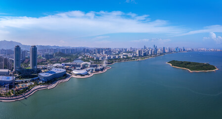 Fototapeta na wymiar Aerospace Qingdao West Coast New District City panoramic large format