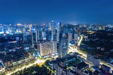 Fototapeta na wymiar Aerial photography of night scenes in Wuhan, Hubei Province