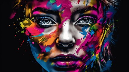 Fototapeta na wymiar Woman Portrait as Color Splash Art