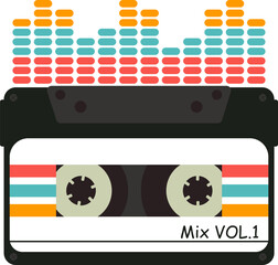 Retro audio cassette with sound wave