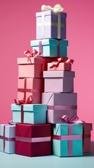 stack of wrapped gift boxes in various sizes