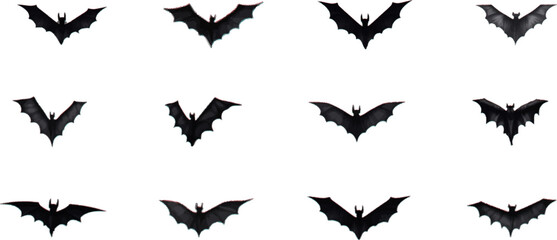 Fototapeta premium Set of Halloween bats on a white background, generative ai