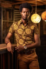 Foto auf Acrylglas Kinder A fashionable African man showcasing his bold gold wristwatch.