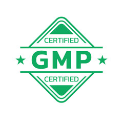 GMP certified icon, logo or label. Good Manufacturing Practice stamp or seal. Vector illustration.