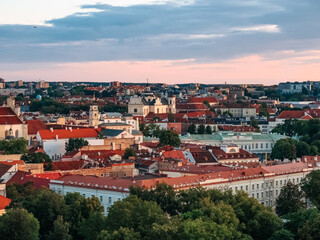 Fototapeta na wymiar Vilnius, Lithuania - 07 30 2023: General view of Vilnius Old Town