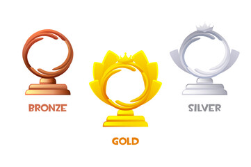 Award badges or figurines from different metals