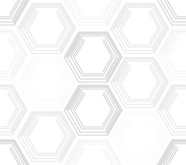 Geometric graphic hexagona seamless pattern background molecule and communication. Big data complex with compounds.