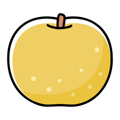 太い線で描かれたカットイラスト / 1個の梨