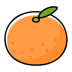 太い線で描かれたカットイラスト / 1個のみかん