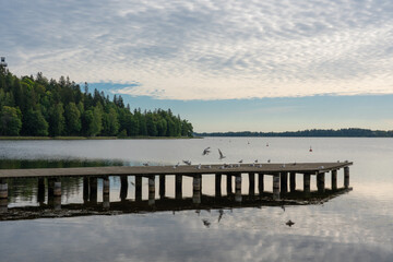 View of Alūksne city, Alūksne lake and island, Latvia.