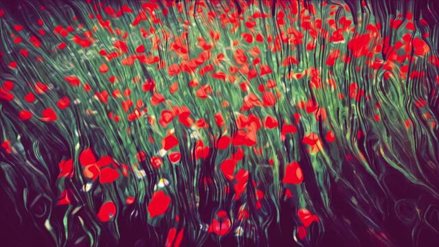 Amapolas y margaritas meci&eacute;ndose con el viento con tratamiento fotogr&aacute;fico
