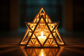 Geometry Symbol Illuminated by Candlelight - obrazy, fototapety, plakaty