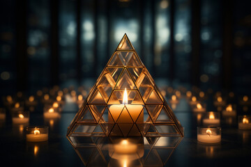 Geometry Symbol Illuminated by Candlelight  - obrazy, fototapety, plakaty