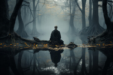 Fototapeta premium Stillness and Reflection in a Pilgrimage 