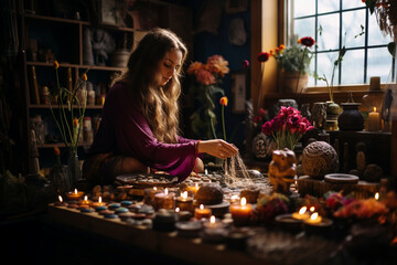 person arranging incense in a sacred space, preparing the ambiance for a meaningful meditation session 