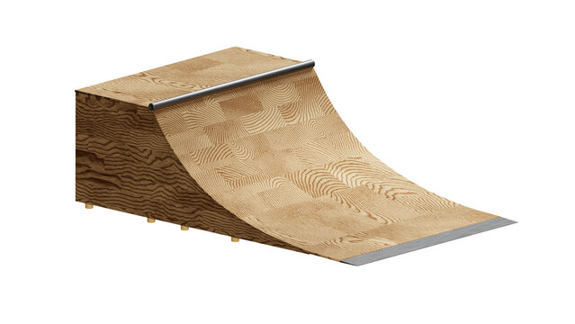 Half pipe skateboarding ramp. Skatepark stuff. 3D rendering