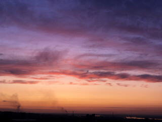 purple sunset in the city