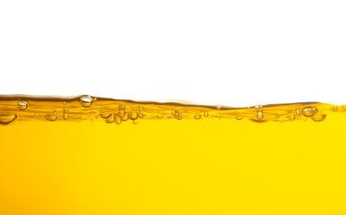 wave of base oil and air bubble inside the oil isolated on white background.