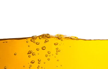 wave of base oil and air bubble inside the oil isolated on white background.