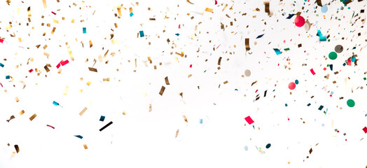 selective focus.Gold confetti falling.decoration and party celebration.generative ai technology