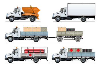 Vector spec trucks set  isolated on transparency background. PNG format
