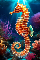 Fototapeta na wymiar seahorse at the bottom of the sea