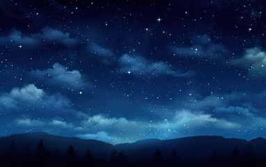 Beautiful night sky. Night starry sky dark blue space background with stars. Created with Generative AI technology.
