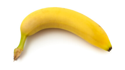 Close-up of one banana lying isolated on white background.