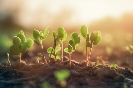 Growing plants in timelapse, sprouts germination. Planting tree, environment, background. Agriculture. 