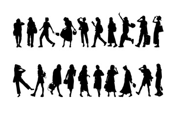 Vector design set women with bag silhouette