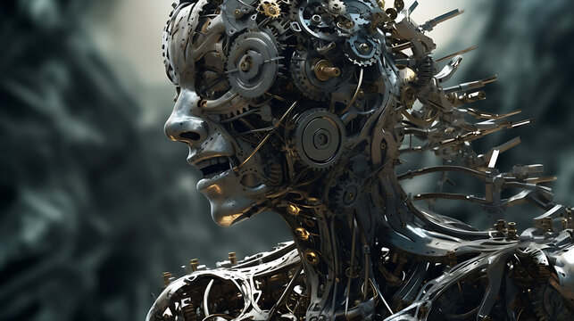 futuristic sci-fi robot punk industrial style robot AI generated pictures