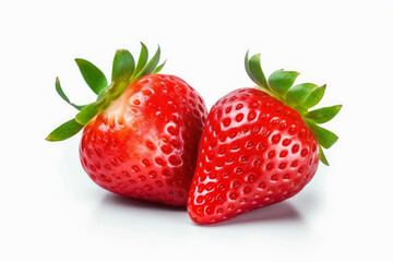 Fresh Juicy strawberry berry with half sliced isolated on white background , Created with Generative Ai Technology