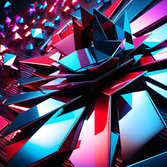 Abstract 3d polygon shaped futuristic dark background. Generative AI