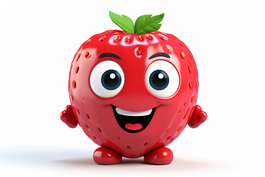 Cartoon strawberry isolated on white background