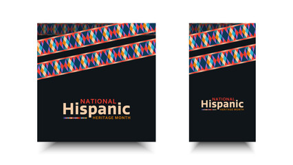 Hispanic heritage month. Abstract pattern ornament social media design, colorful style with text, geometry
