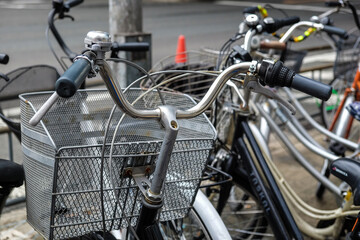 Fototapeta na wymiar Bicycle parking lot outdoor variety classic bike
