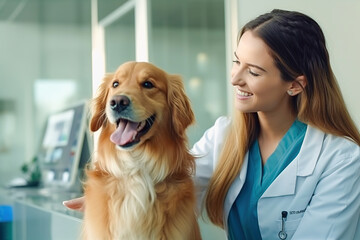 Your veterinarian examines your dog at the clinic.