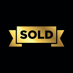 gold color sold sticker. sold sign. sold banner vector template