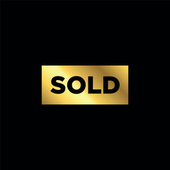 gold color sold sticker. sold sign. sold banner vector template