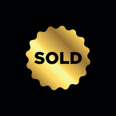 gold color sold sticker. sold sign. sold banner vector template