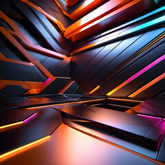 Abstract 3d polygon shaped futuristic dark background. Generative AI
