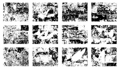 Overlay textures set stamp with grunge effect. Old damage Dirty grainy and scratches. dirty, texture for your set design. Grunge texture white and black. Sketch abstract to Create Distressed Effect.