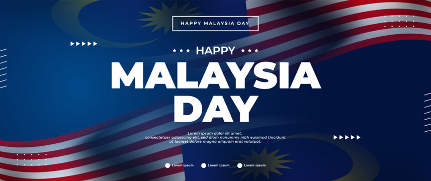 happy malaysia independence day greeting banner with flag elements